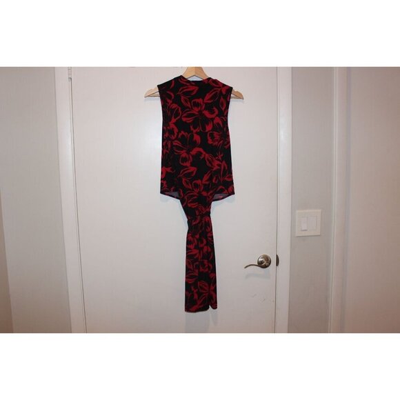 Norma Kamali Sleeveless Floral Wrap Dress Black & Red Size S - Picture 8 of 9